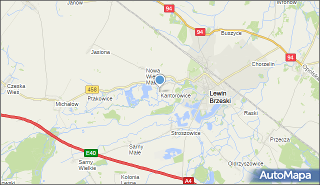 mapa Kantorowice, Kantorowice gmina Lewin Brzeski na mapie Targeo